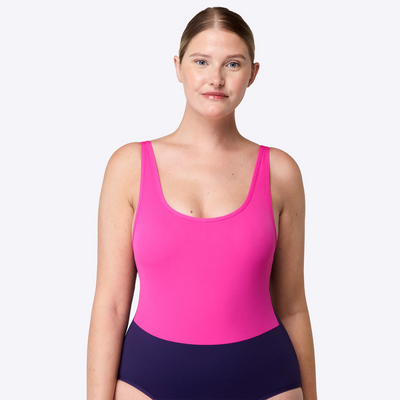 WUKA Period Two-Tone Scoopback Swimsuit - Pink/Purple - Front