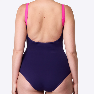 WUKA Period Two-Tone Scoopback Swimsuit - Pink/Purple - Back