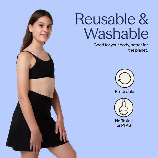Uk's first period-proof skort - reusable and washable. Good for your body, better for the planet