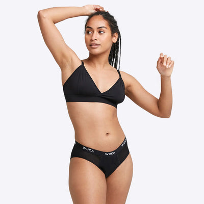 WUKA Ultimate Midi Brief Period Pants Style Super Heavy Flow Black Colour Three Quarter Front