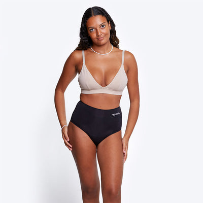 WUKA Stretch Seamless High Waist Period Pants Style Medium Flow Black Colour Full Front