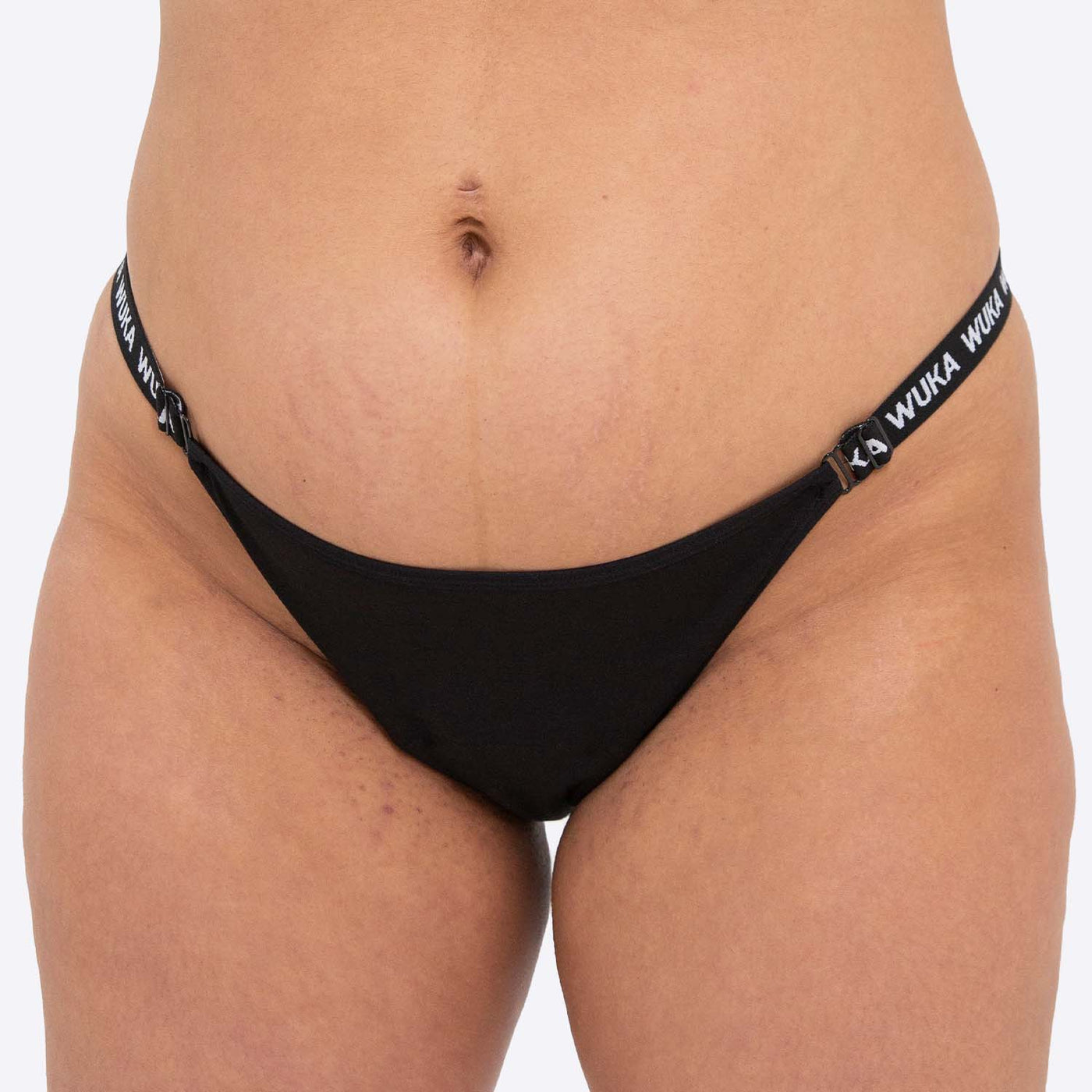 WUKA Flex Logo Bikini Period Pants Style Heavy Flow Black Colour Front Large Model