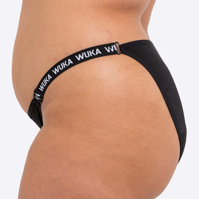 WUKA Flex Logo Bikini Period Pants Style Heavy Flow Black Colour Side Large Model