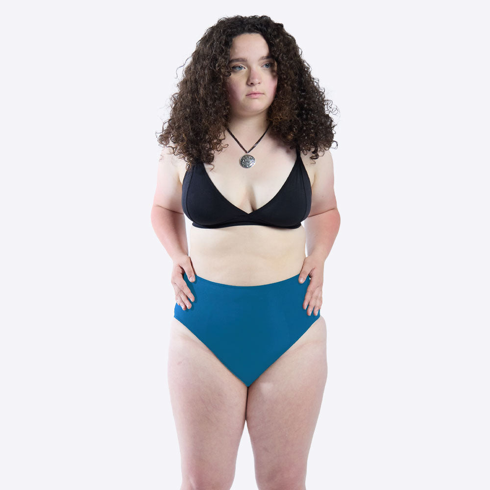 WUKA Period Swim High Waist Style Light Flow Blue Colour Full Front